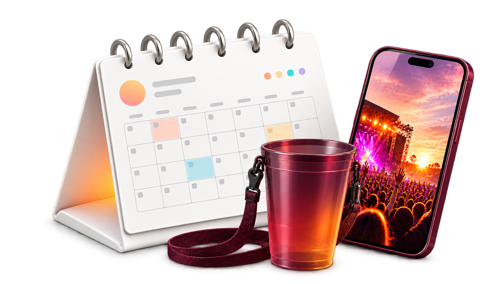 Calendário 3D clean com detalhes suaves nas cores do Somos
