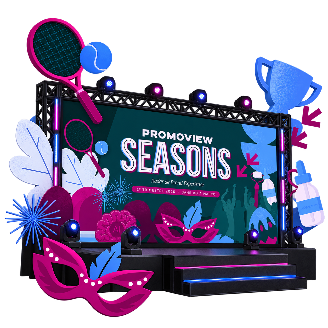 Composição visual do Promoview Seasons